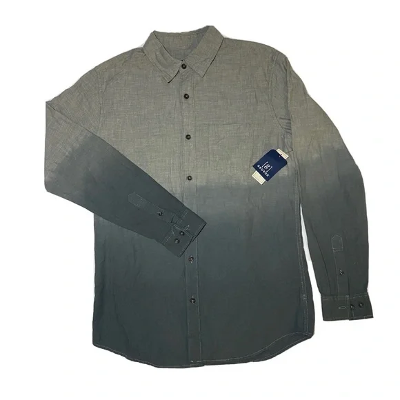 George Men's Dip Dye Woven Shirt, Up to Size 3XL, Size: Medium, Black